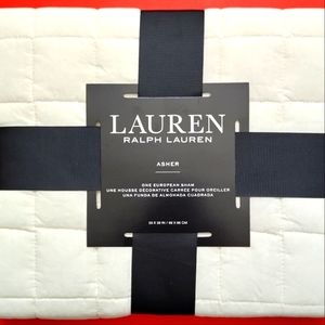 Ralph Lauren One (1) ASHER Euro Sham Ivory off white 26 x 26 Quilted Cotton